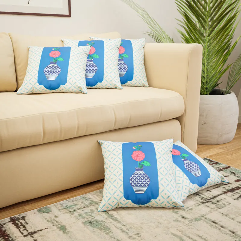 Indigo Pottery Cushion Cover (Dark Blue) - Set Of Five media 3