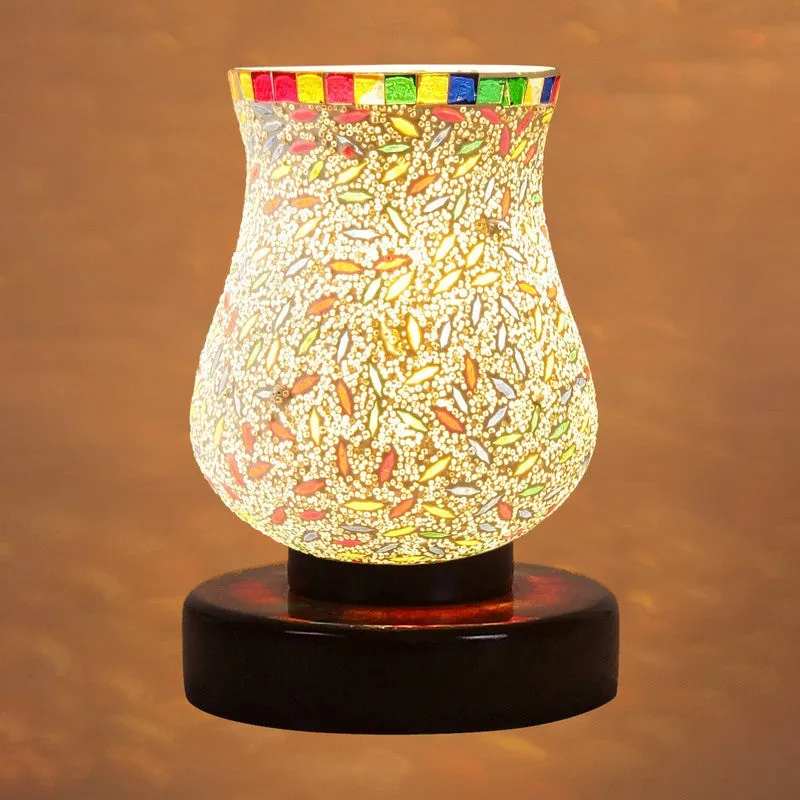 Crystelle Mosaic Glass Table Lamp With Wooden Base - Multicolor media 7