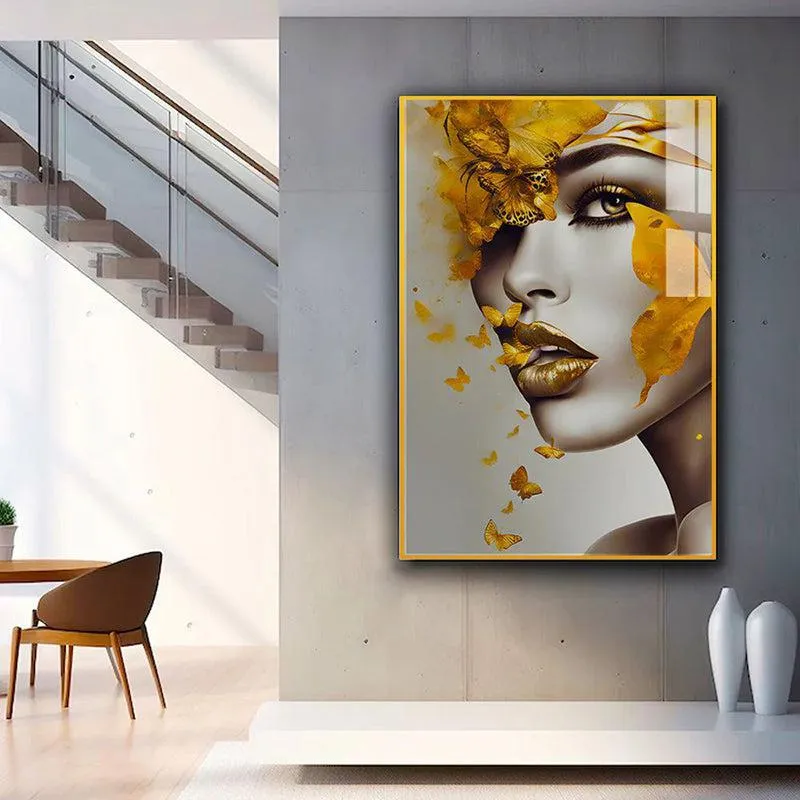 La Belle Dorée Modern Canvas Wall Art With Frame - Gold media 1