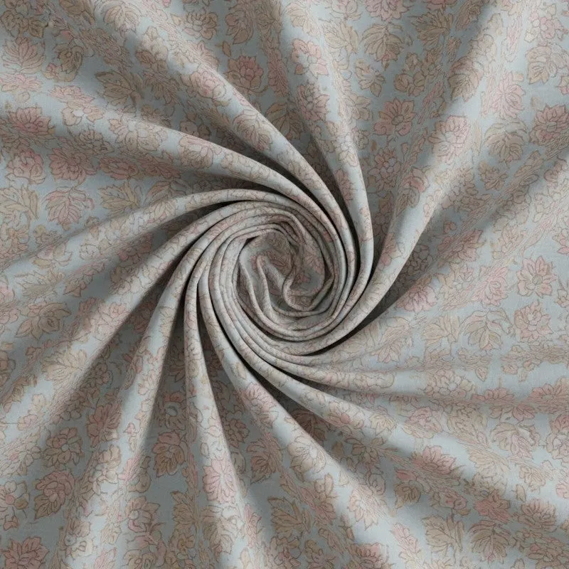 Nistara Floral Cotton Bedsheet (Beige,Grey) - 144 TC media 5