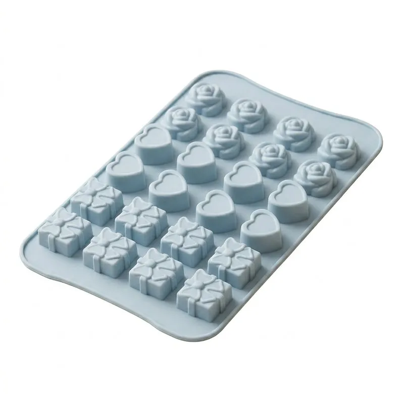Silicone Gift Heart & Rose Chocolate Mould - 24 holes media 5