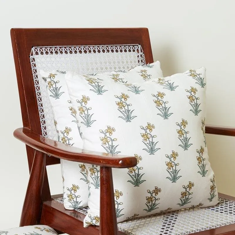 Gulmohar Bagh Cushion Cover (Yellow) - Set Of Two media 1
