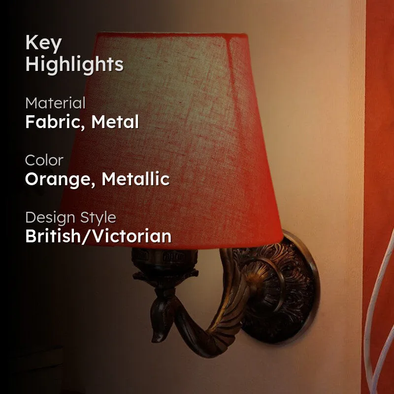 Amro Retro Conical Fabric & Metal Wall Lamp - Orange media 2