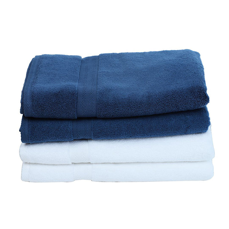 Miorah Bath Towel (White & Blue) - Set Of Four media 7