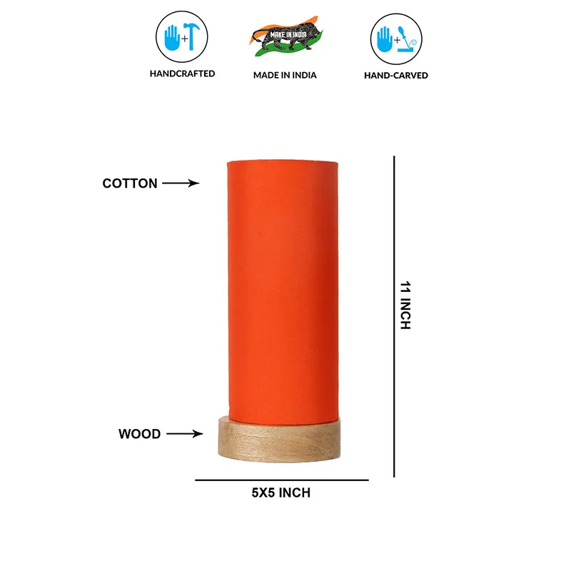 Nyra Tower Wooden Table Lamp - Orange,Brown media 7