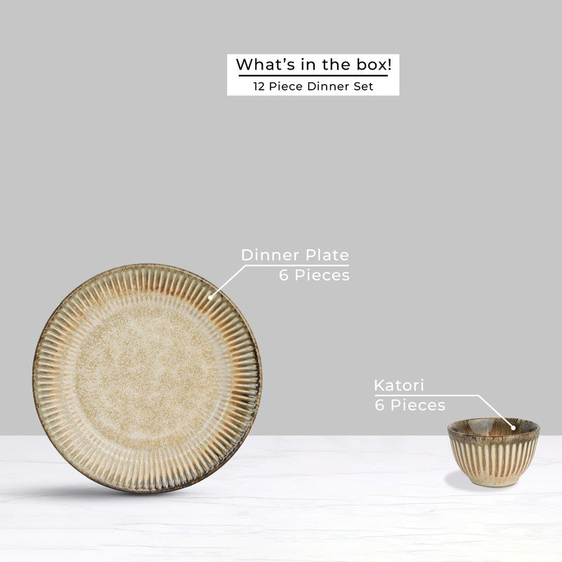 Mintora Beige Ceramic Dinner Set - 12 Piece Set media 4