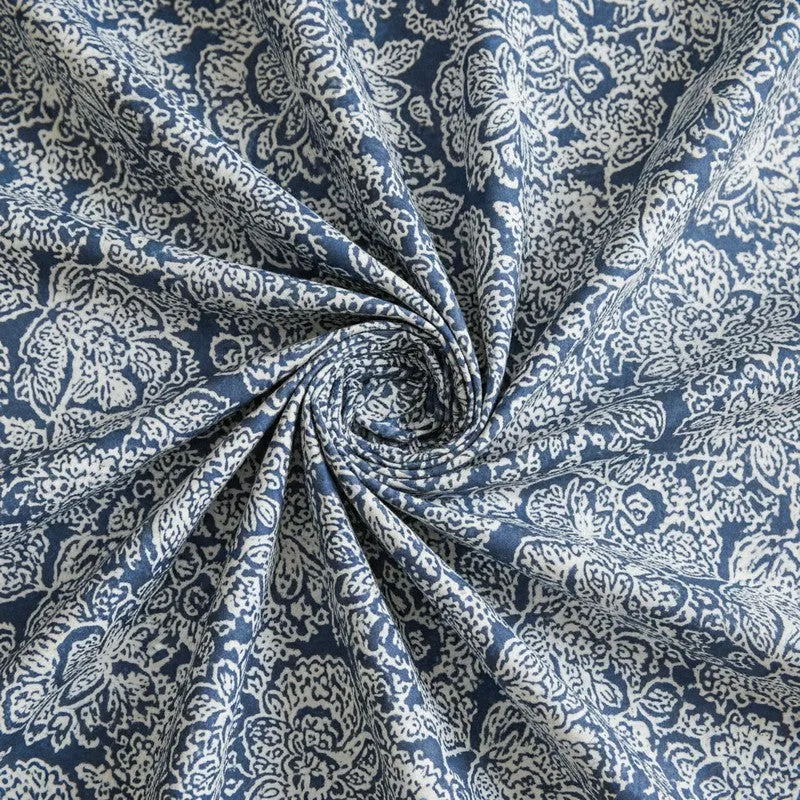 Champa Floral Cotton Bedsheet (Grey) - 200 TC media 5