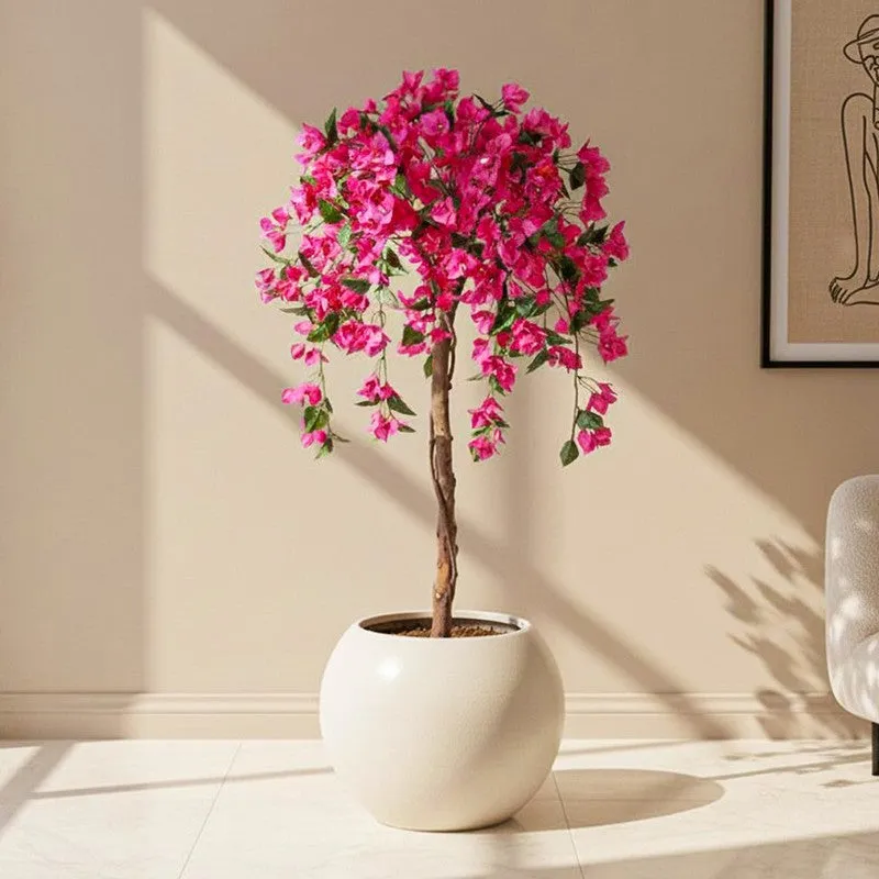 Vibrant Bougainvillea Artificial Plant With Black Plastic Pot media 1
