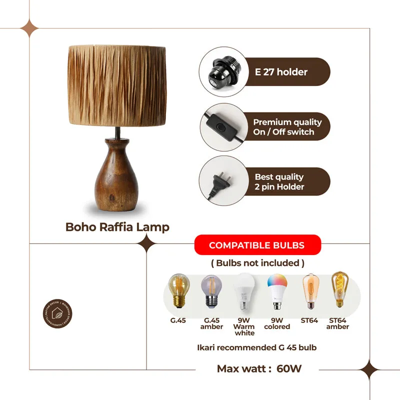 ArcLit Rattan Mango Wood Table Lamp - Beige media 3