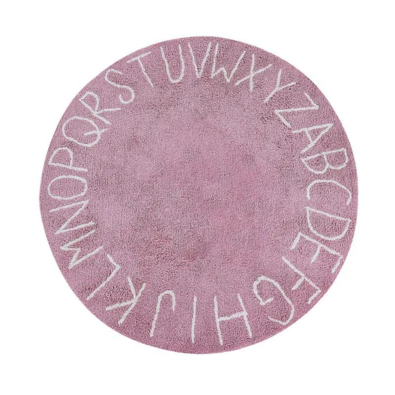 Alphabetica Tufted Cotton Area Rug - Pink media 1