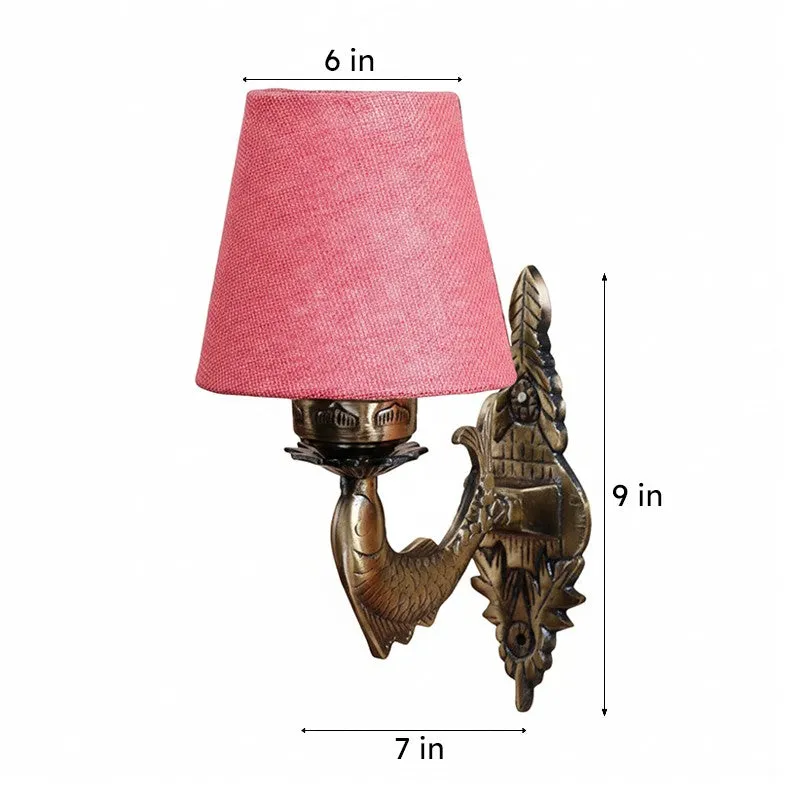 Ziada Stiva Conical Fabric & Metal Wall Lamp - Pink media 5
