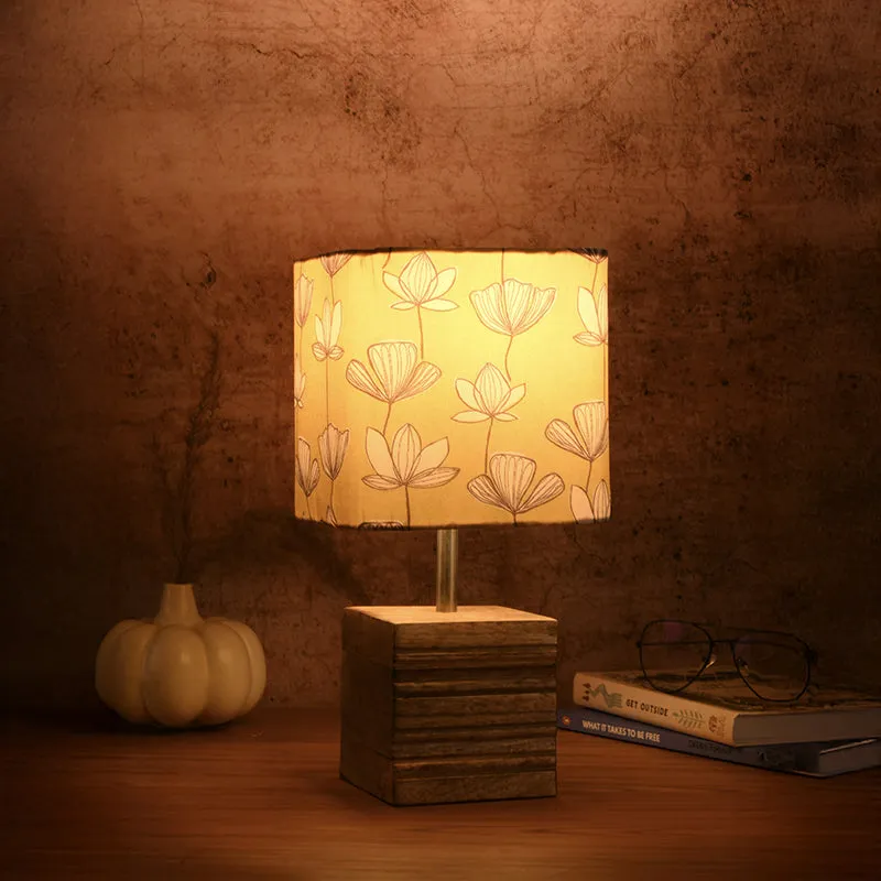 Flora Cube Fabric Table Lamp - Yellow media 1