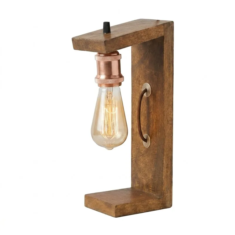 Rustic Aura Wooden Table Lamp - Brown media 5