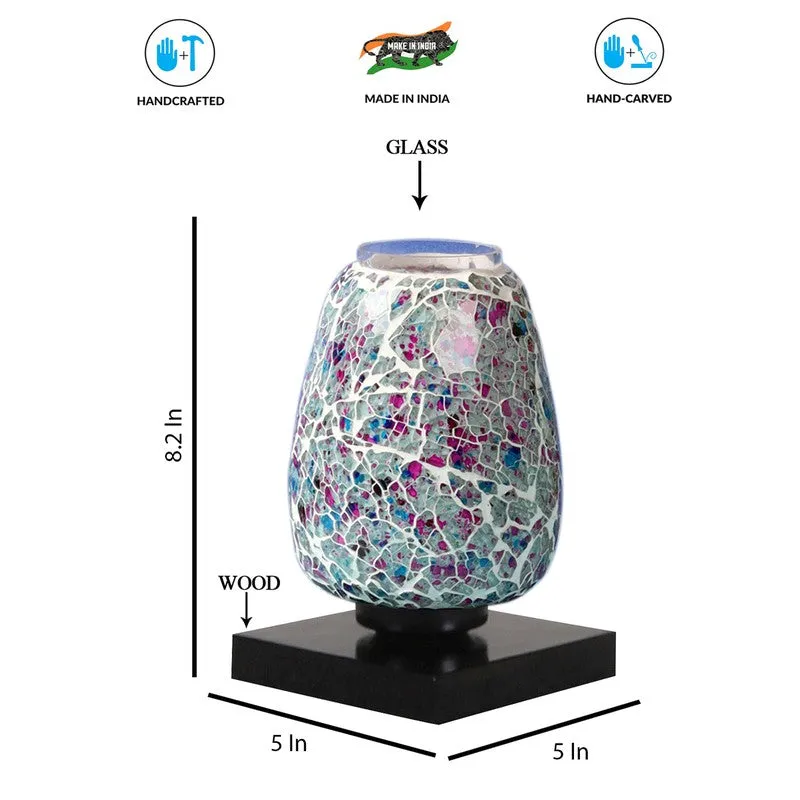 Colorgleam Mosaic Glass Table Lamp With Wooden Base - Multicolor media 9