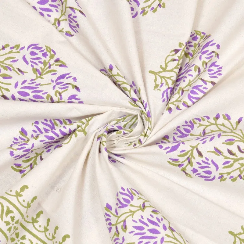Blossoma Cotton Bedsheet (White,Olive Green) - 240 TC media 5