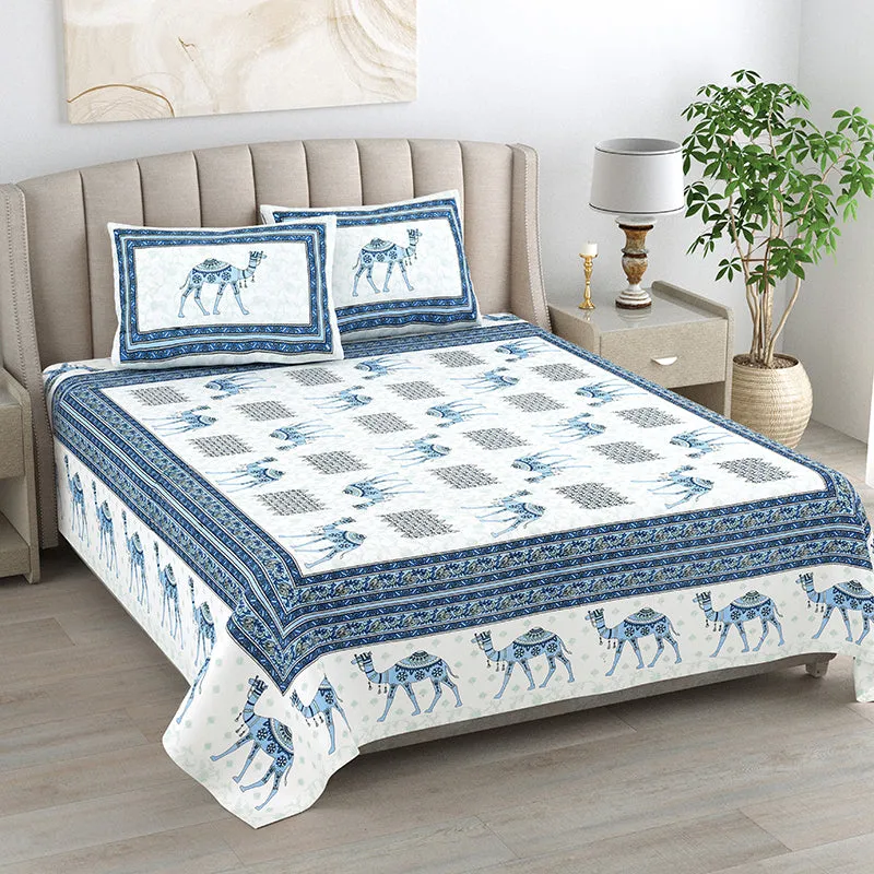 Bringa Cotton Bedsheet (Blue) - 180 TC media 1