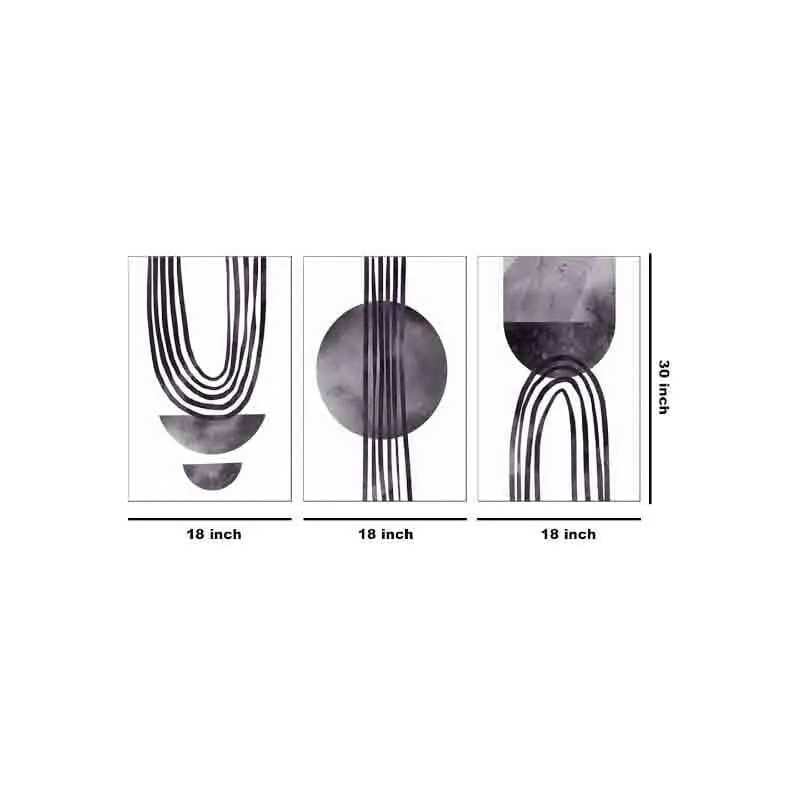 Phases Of Moon Poly Canvas Wall Art - Set of Three media 7