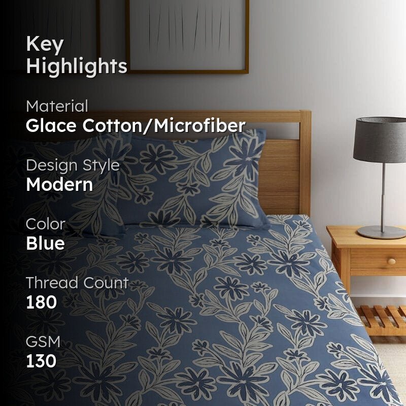 Ibtida Floral Microfiber Bedsheet Old - 130 GSM media 2
