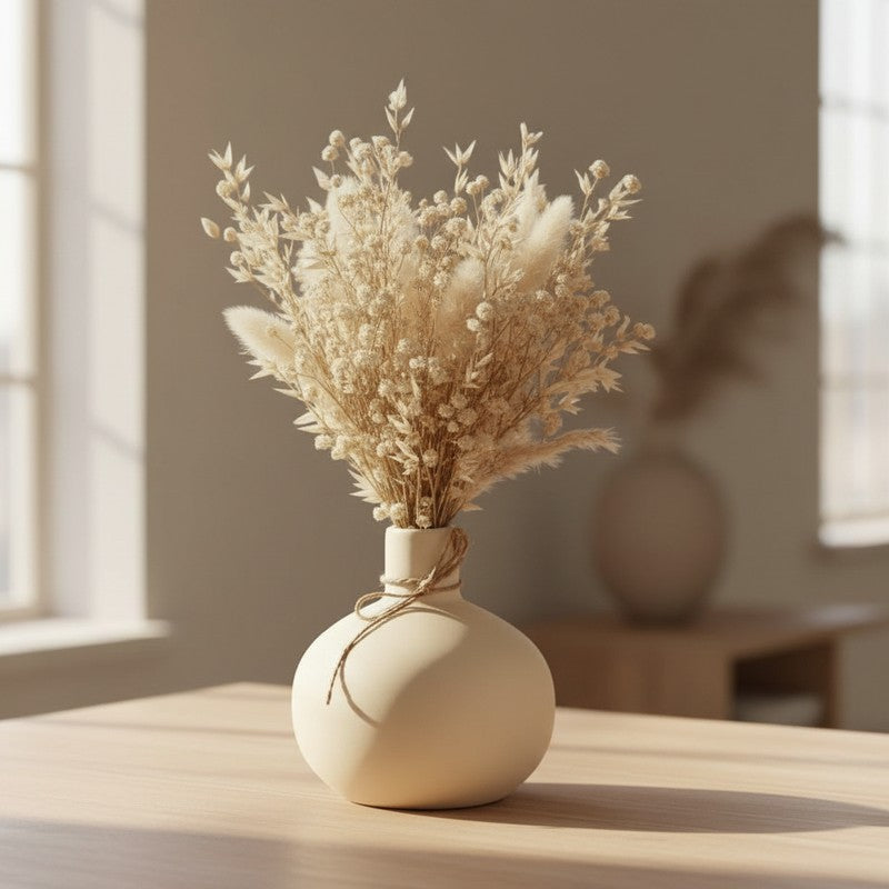 Round Ivory Minimal Ceramic Vase media 4