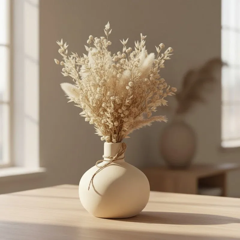 Round Ivory Minimal Ceramic Vase media 4
