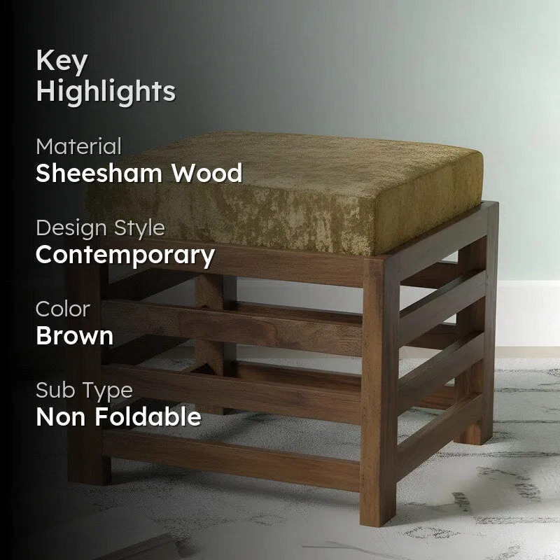 Uvrox Sheesham Wooden Bench with Stool (Brown) - Two Piece Set media 2