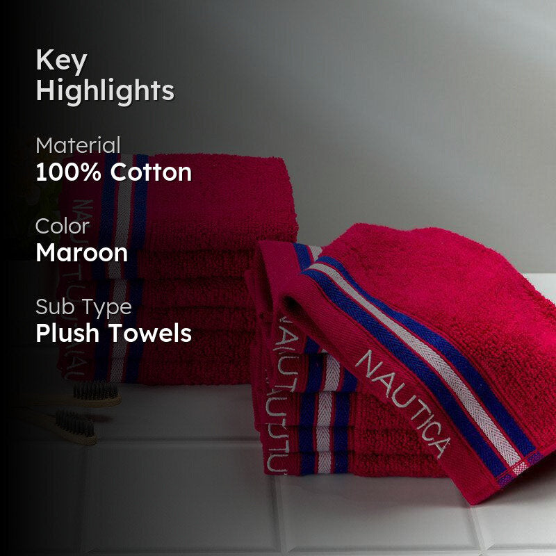 Nautica Dove Down Cotton Face Towel (Burgundy) - Set Of Twelve media 2