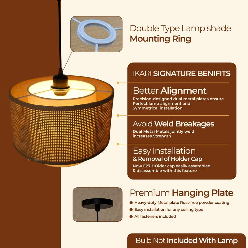 Feylos Rattan Boho Ceiling Lamp - Beige media 5