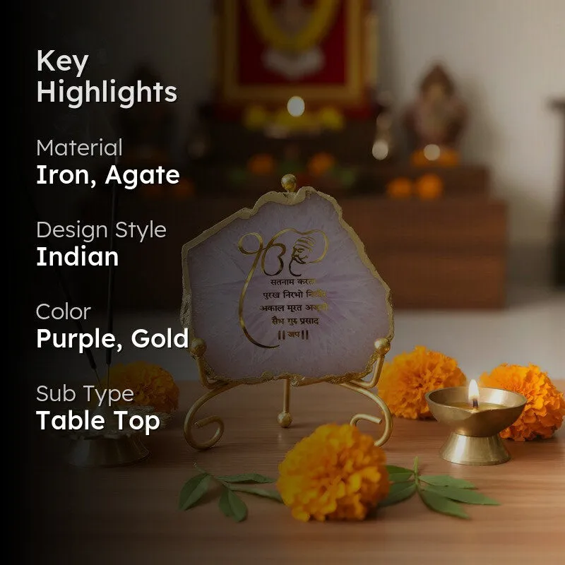 Krishna Blessing Aura Agate Showpiece With Stand - Purple media 2