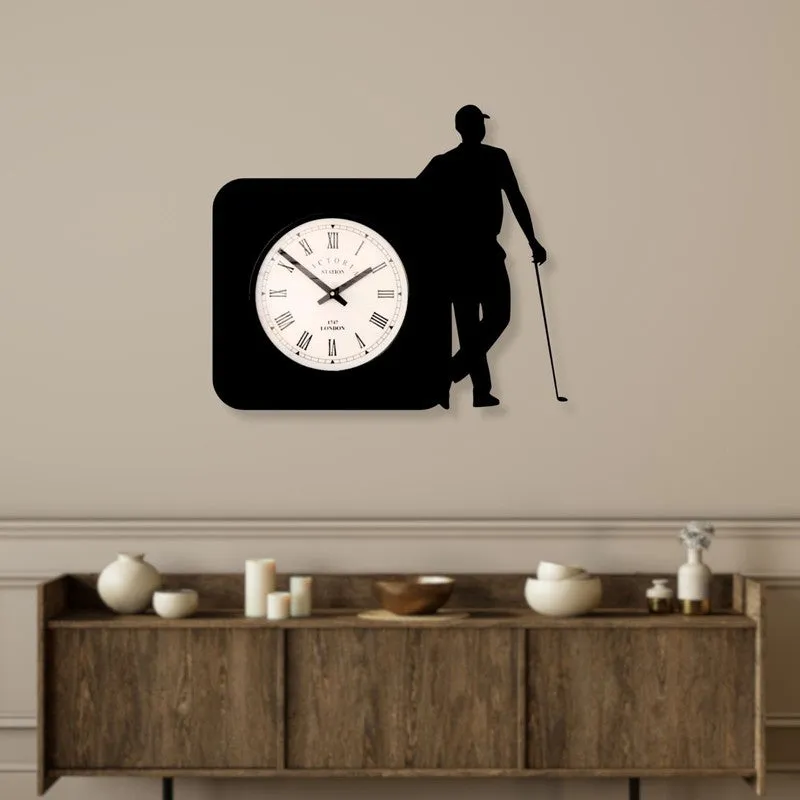 Golf Steel Analog Wall Clock - Black media 3