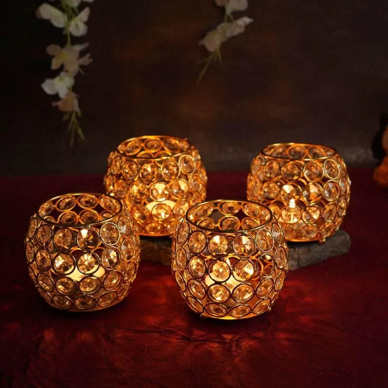 Crystal Glory Tealight Candle Holder - Set Of Four media 3