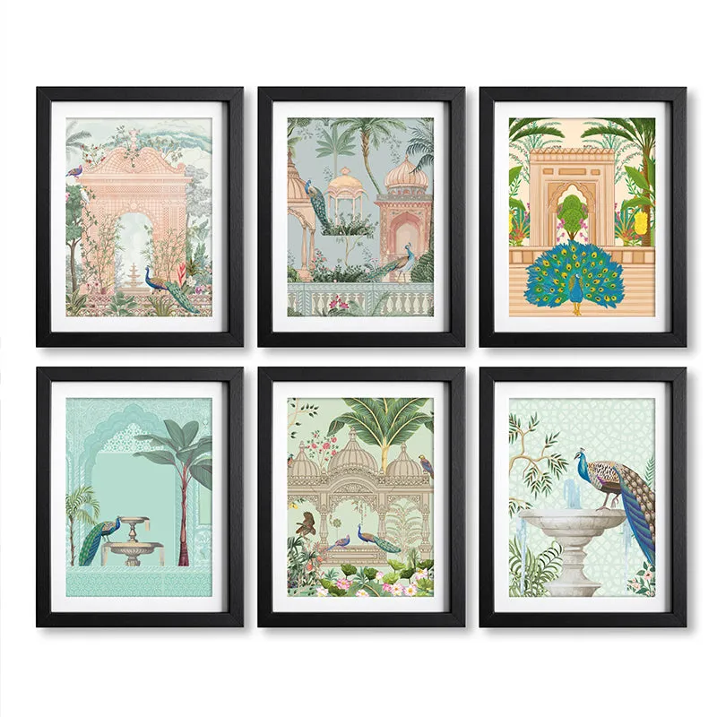 Mughal Snapshots Wall Art With Frame - Set Of Six media 6