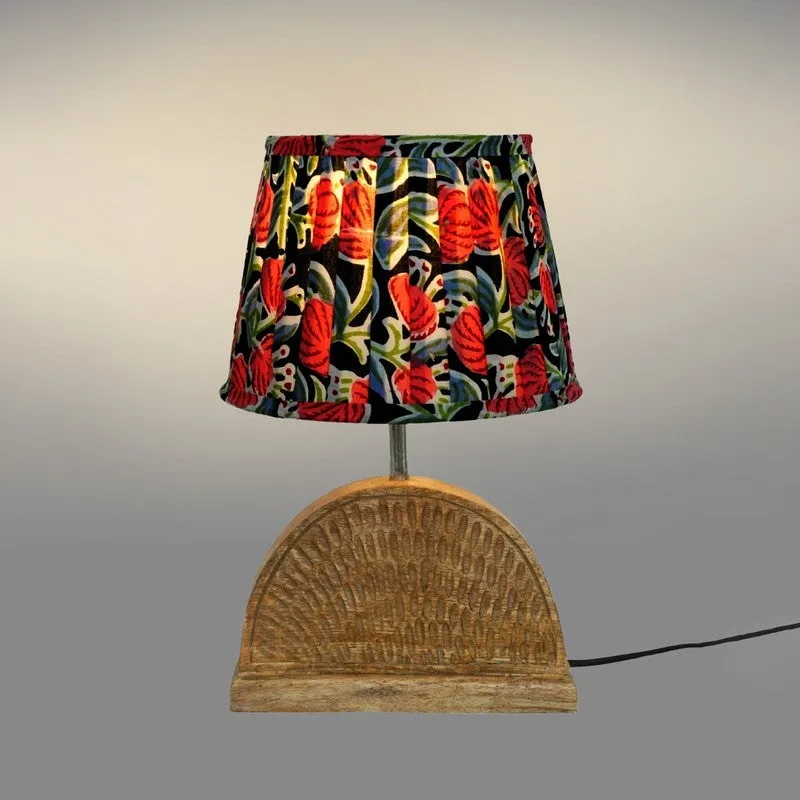Exotic Flora Wooden Base Cotton Table Lamp - Multicolor media 4