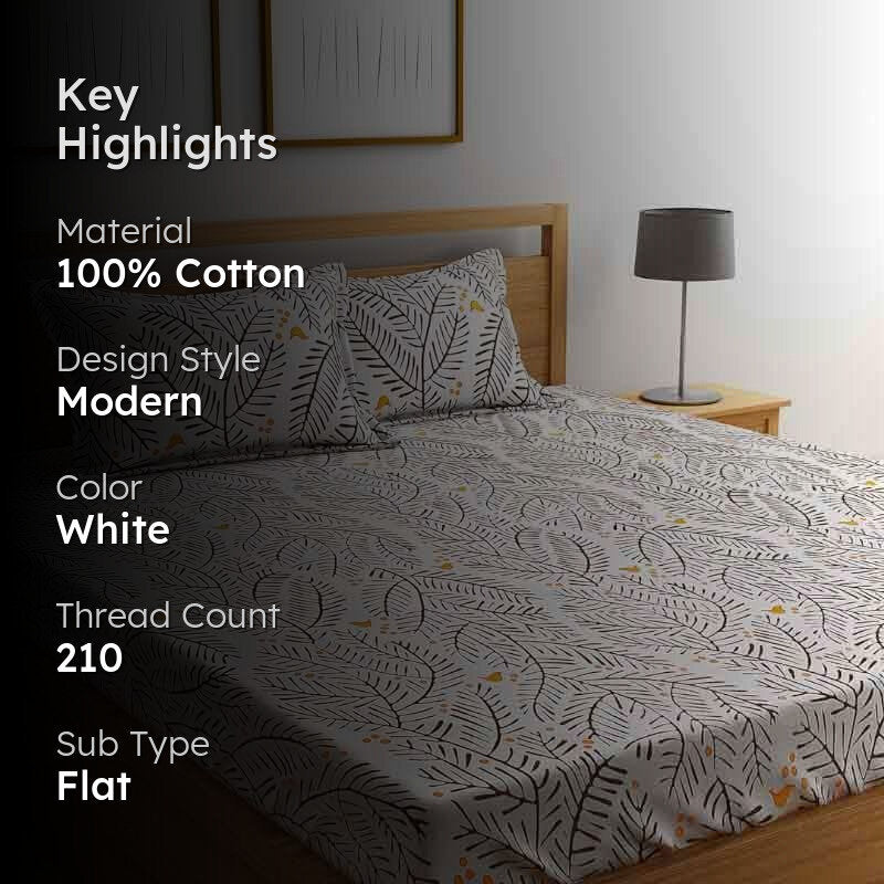 Leafy Branch Cotton Bedsheet - 210 TC media 2