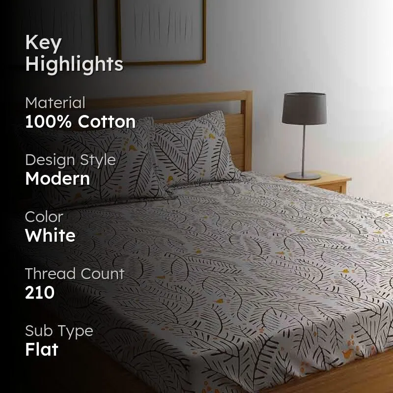 Leafy Branch Cotton Bedsheet - 210 TC media 2