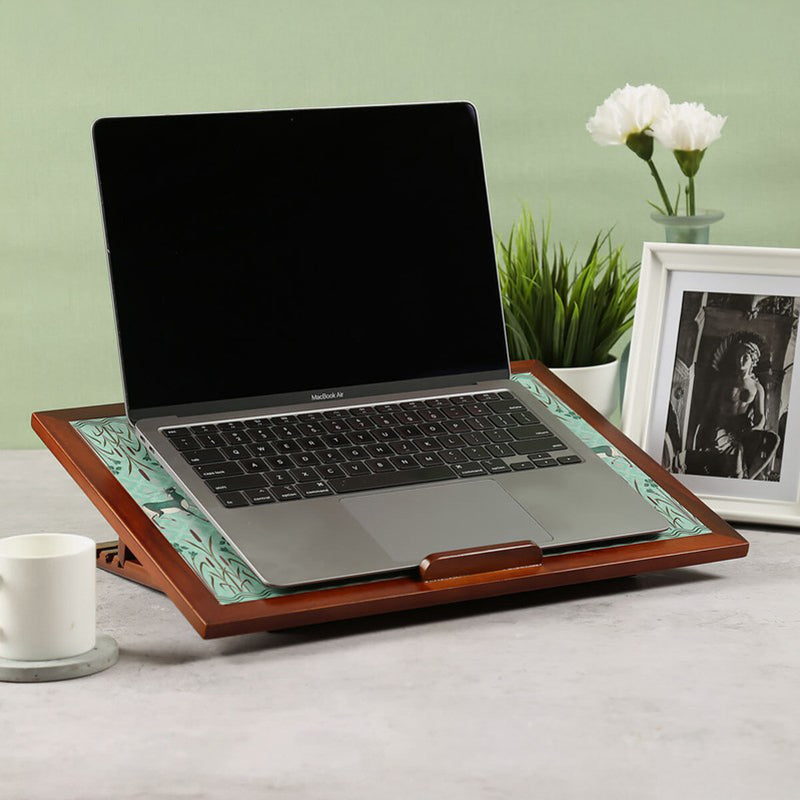 India Circus Teak Wood Mirroring Deer Garden Laptop Table media 3