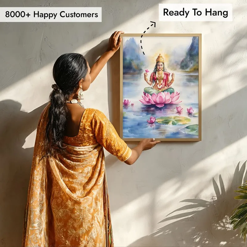 Padmapriya Spiritual Archival Paper Wall Painting - Natural Brown Frame media 7