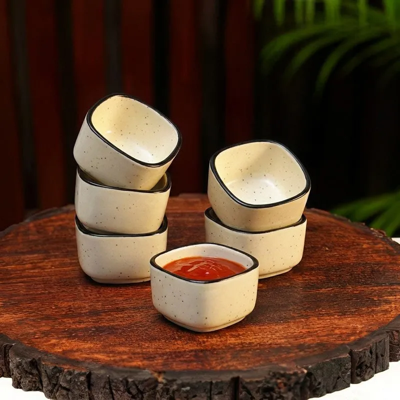 Culinex Ceramic Dip Bowls (White ,50 mL Each) - Set Of Six media 1