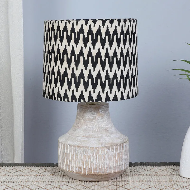 Chevronic Ming Printed Mango Wood Table Lamp - Black,White media 2