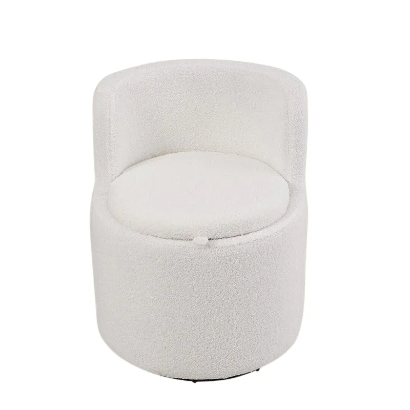 Comfora Solid White Sherpa Fabric Ottoman media 3
