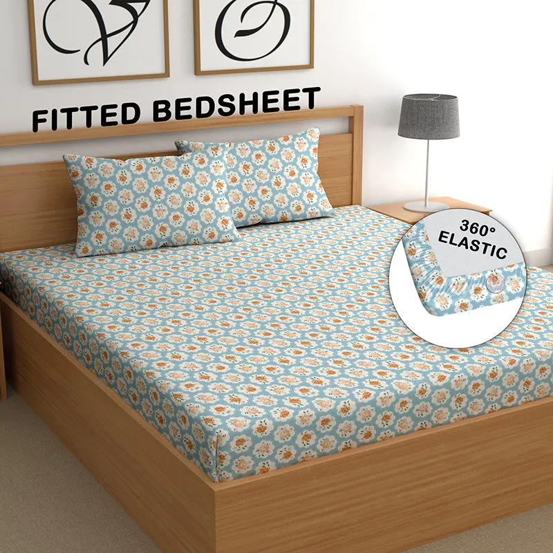 Belinda II Fitted Microfiber Microfiber Bedsheet (Sky Blue) - 150 GSM media 3