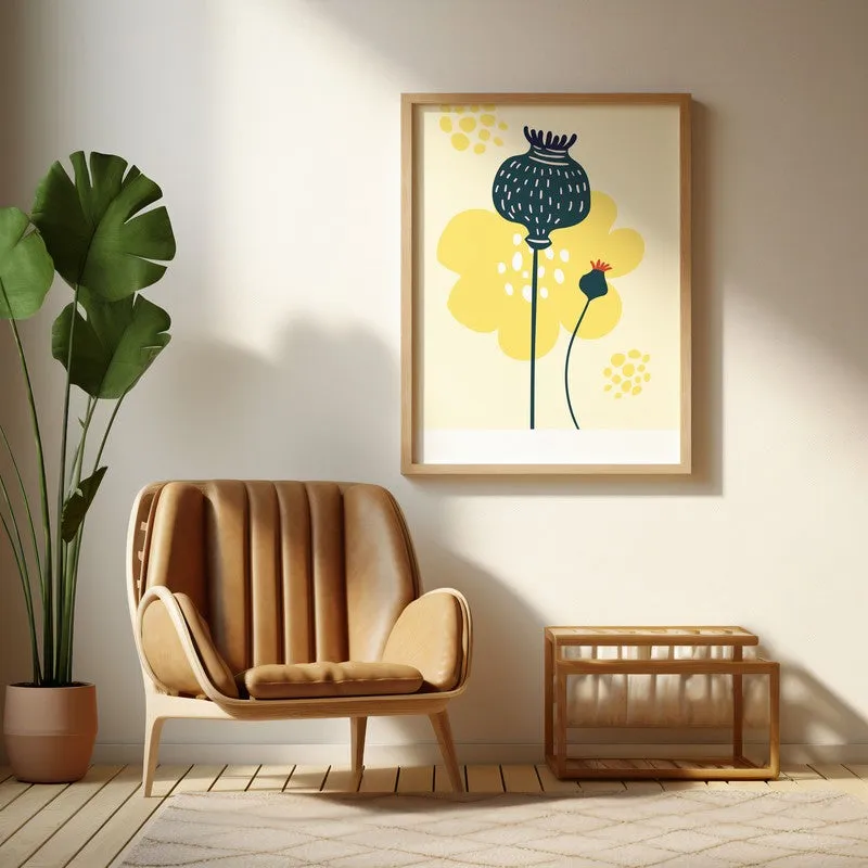 Sunlit Botanic Tranquility Archival Canvas Wall Art - Natural Brown Frame media 1