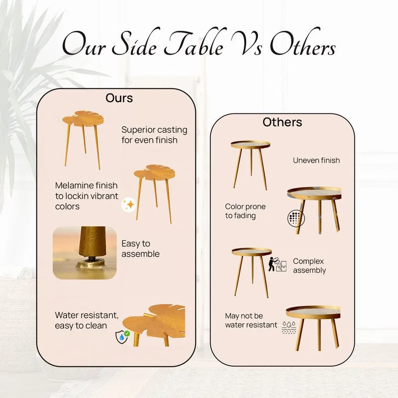 Monstera Leaf Accent Table - Gold media 5