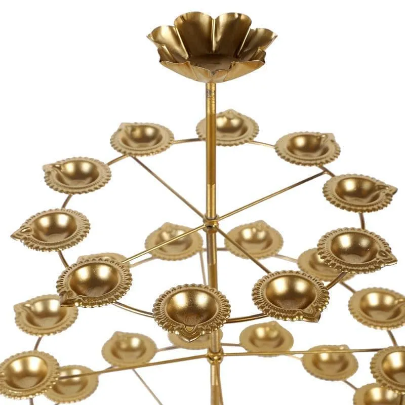 Taruna Iron Diya Stand - Gold media 5