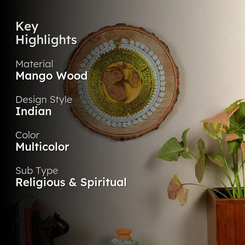 Omm Mandala Round Mango Wood Wall Accent media 2