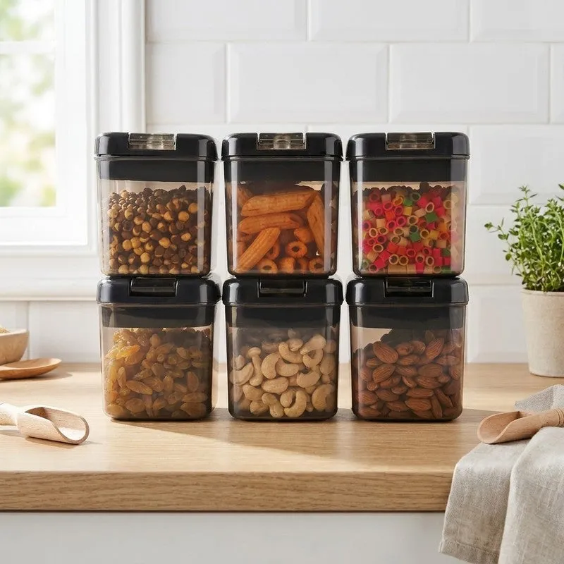 Snaplock Kitchen Aura Air Tight Container (Black/500 mL Each) - Set of Six media 1