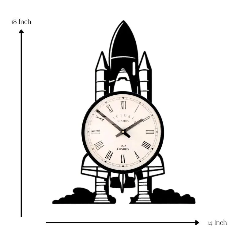 Rocket Steel Analog Wall Clock - Black media 7