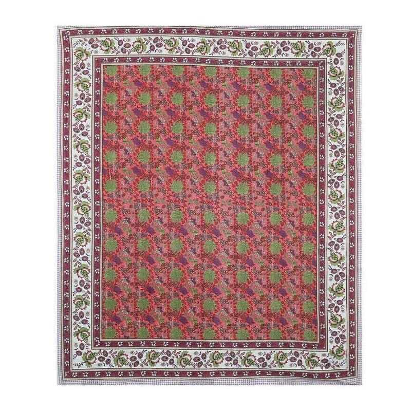 Florael Cotton Bedsheet (Red,Green) - 240 TC media 5