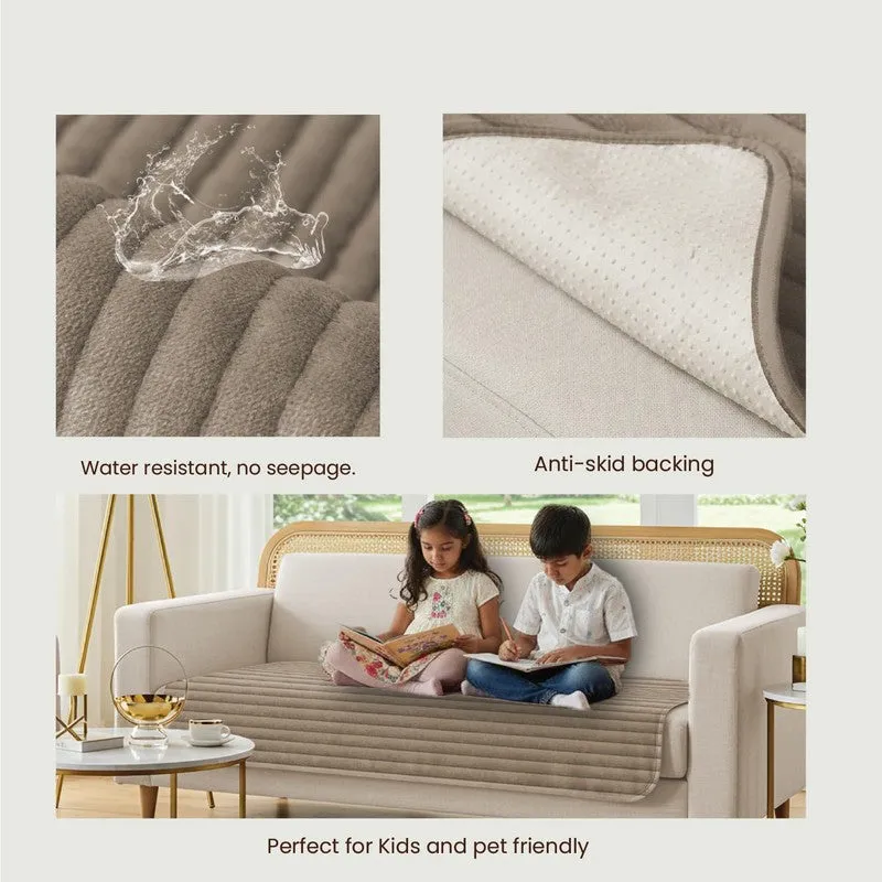Urban Space Linear Quilted Sofa Cover - Brown media 5