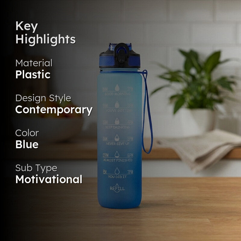 Solara Sportiq Plastic Water Bottle (1000 mL) - Blue media 2