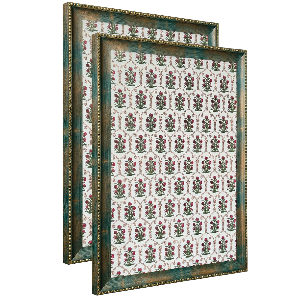 Traditional Floral Pattern Wall Painting With Frame - Set Of Two media 8